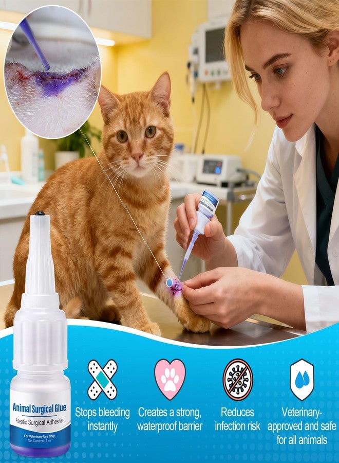 Mysora Veterinary Tissue Glue 3ml, Animal Skin Aseptic Surgical Adhesive, Fast Acting Waterproof Wound Closure for Pets, 10 Applicators for Precise Application, Pain Free & Stress Free - Image 3